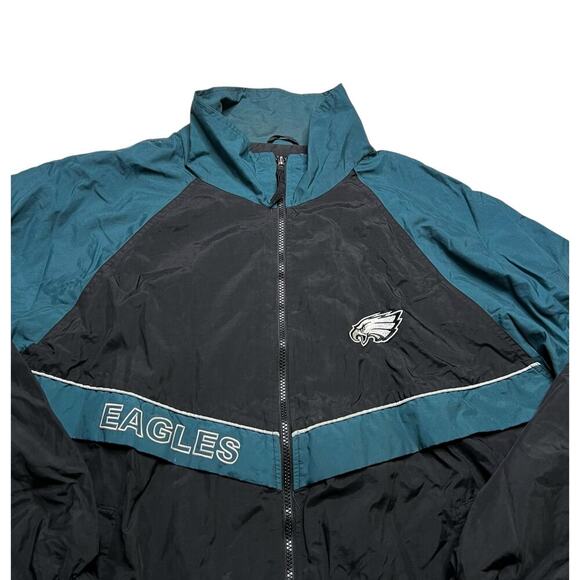 Vintage 90's Philadelphia Eagles  Zip Up Windbreaker Jacket Men’s Sz XL  Y2K - Picture 2 of 10